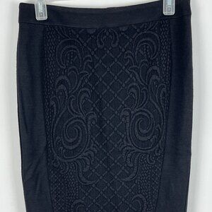 Mexx Metropolitan Pencil Skirt Size 4 Black Waist 29in Zip Button Stretch Lined